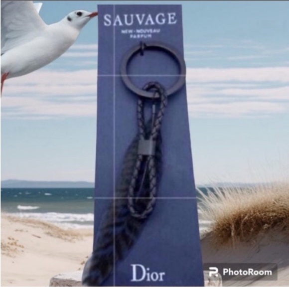 DIOR SAUVAGELeather Braid Feather Keychain